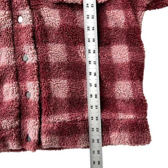 Beach Riot Laurie Buffalo Check Plaid Sherpa Berry Shacket Shirt Jacket M - Picture 5 of 7